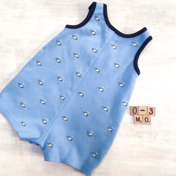 Whale Sleeveless Romper | 0-3 Mo Summer Onesie - Picture 2 of 3